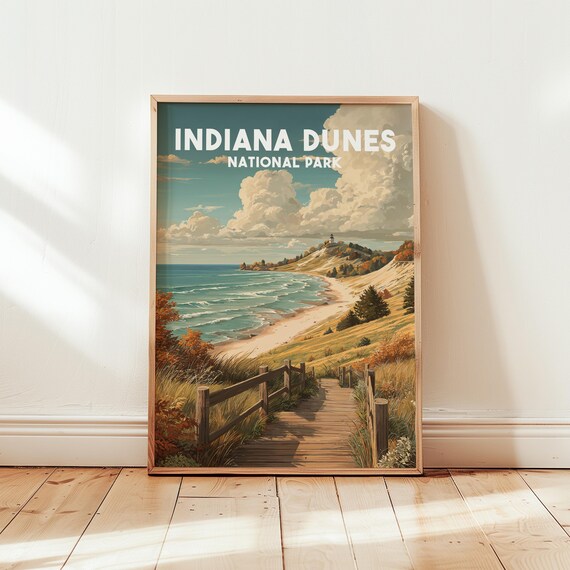 Indiana Dunes National Park Lakeshore Boardwalk Travel Poster