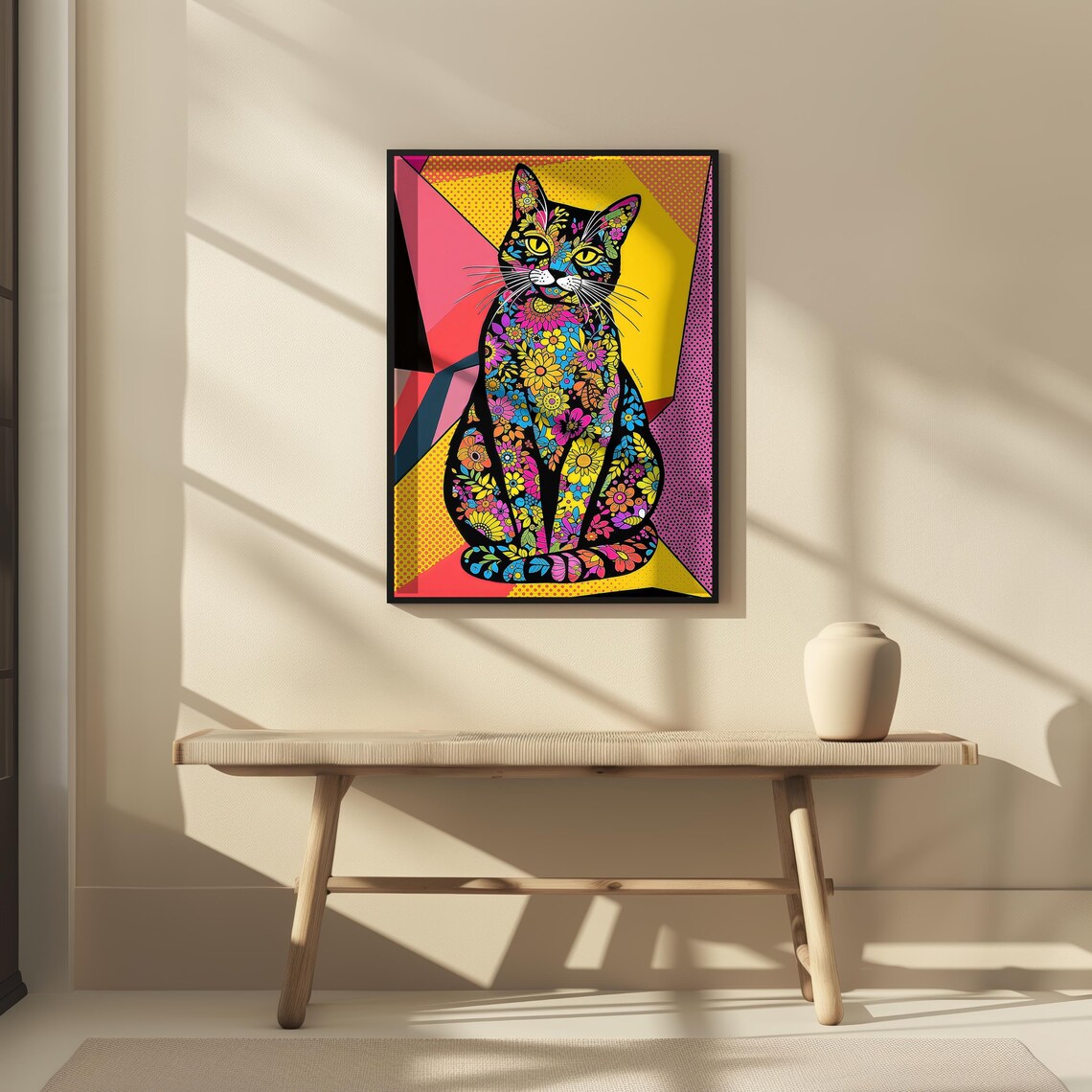 Floral Cat, Pop Art Pet Decor - Image 2