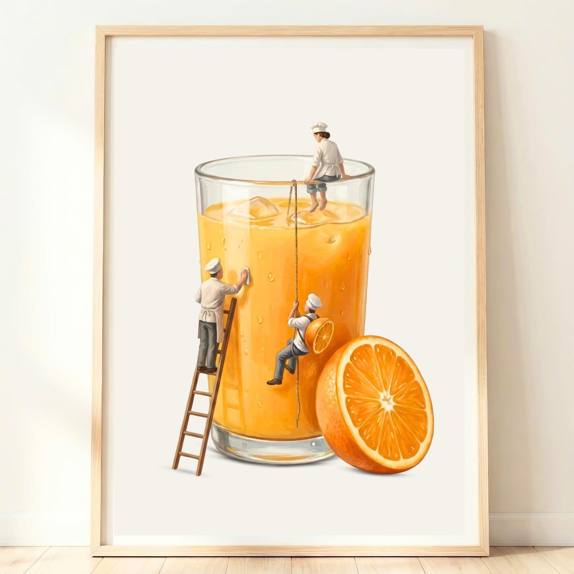 Fresh Orange Juice Giant Glass Tiny Chefs Morning Breakfast Poster