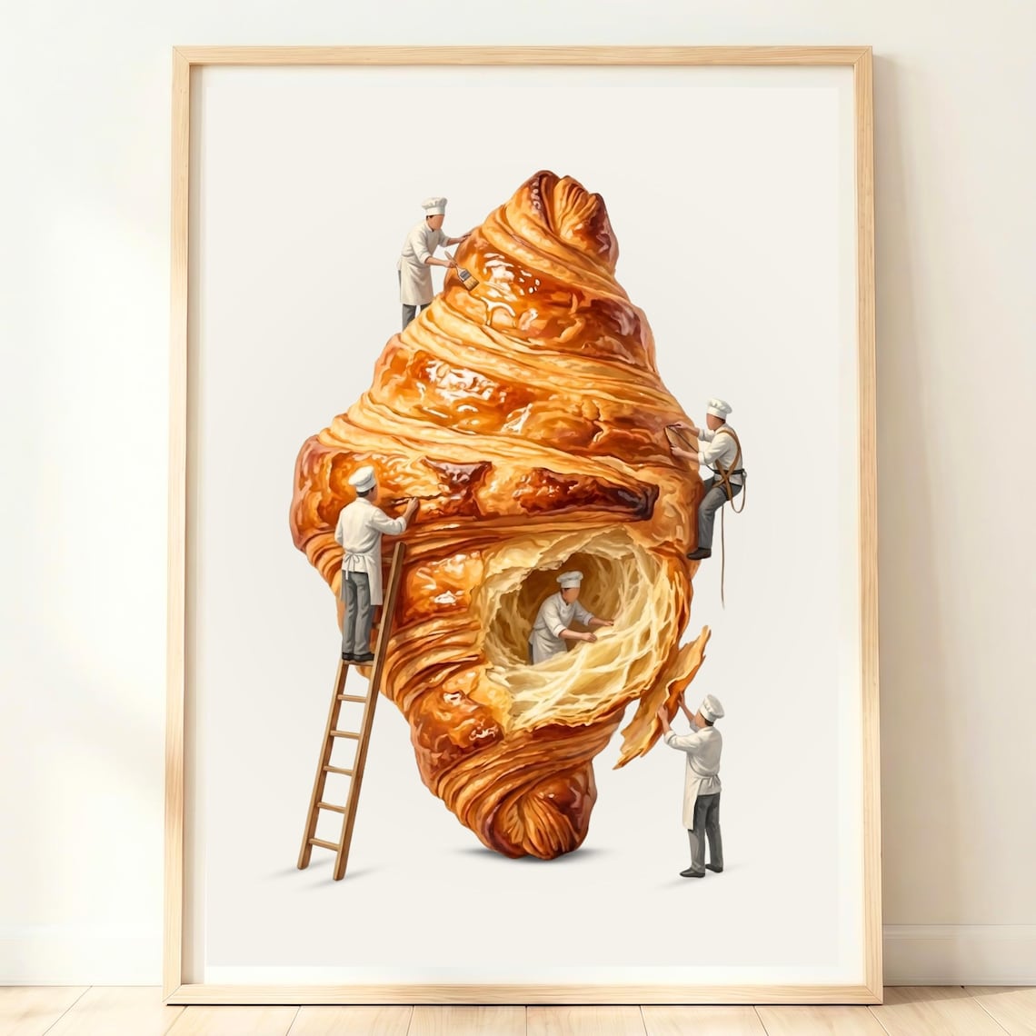 Croissant Cafe Print, Minimal French Bakery Decor