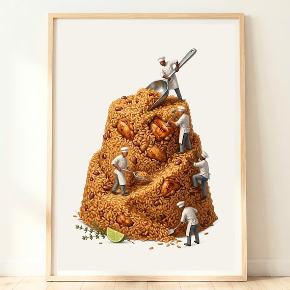 Mountain Of Pelau Rice With Tiny Chefs Lime And Thyme Caribbean Poster