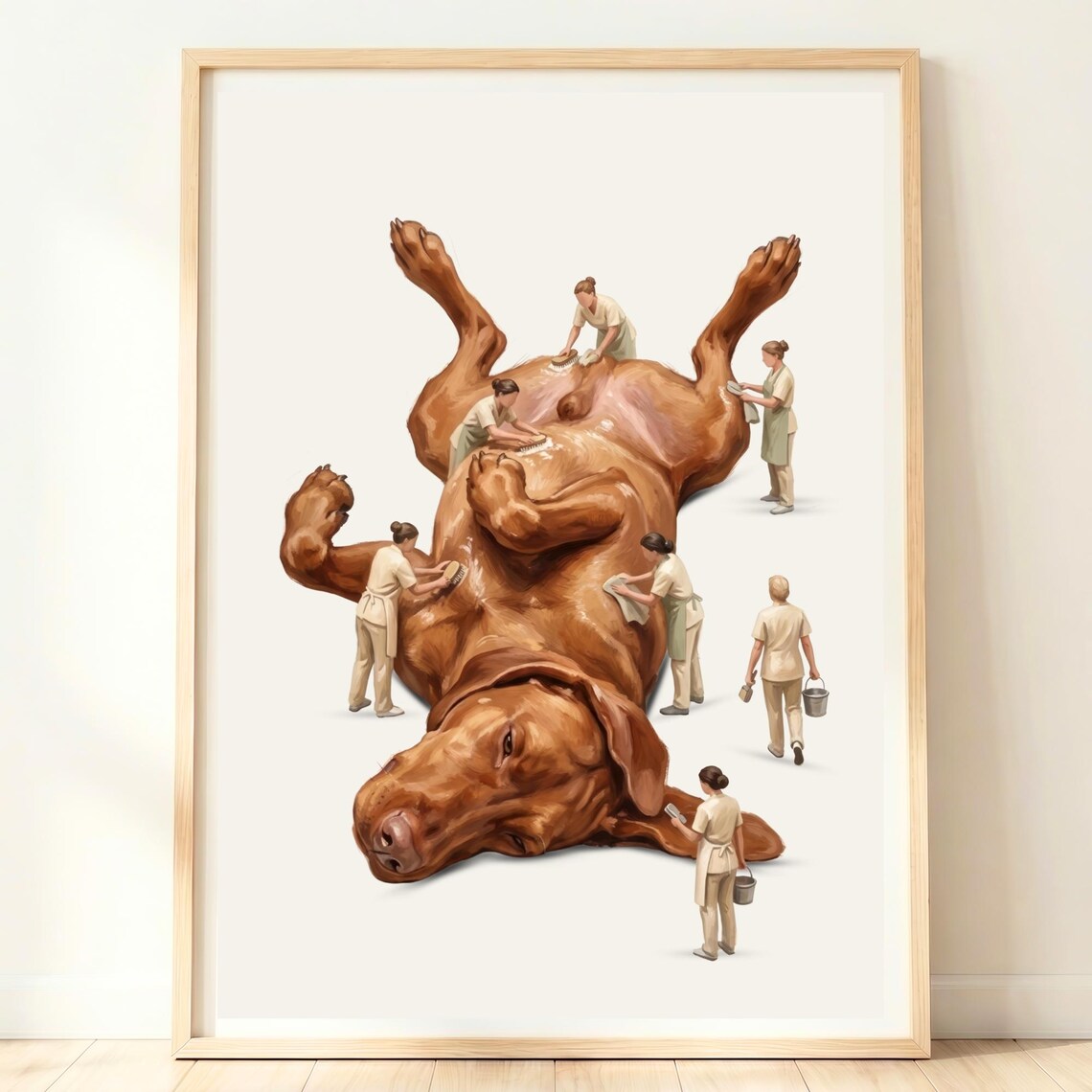 Vizsla Dog Art Print, Sleeping Hungarian Pointer