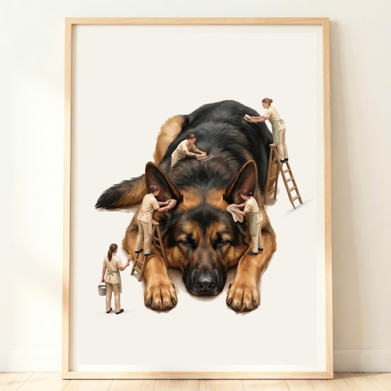 German Shepherd Art Alsatian Dog Print Gifts Police Poster