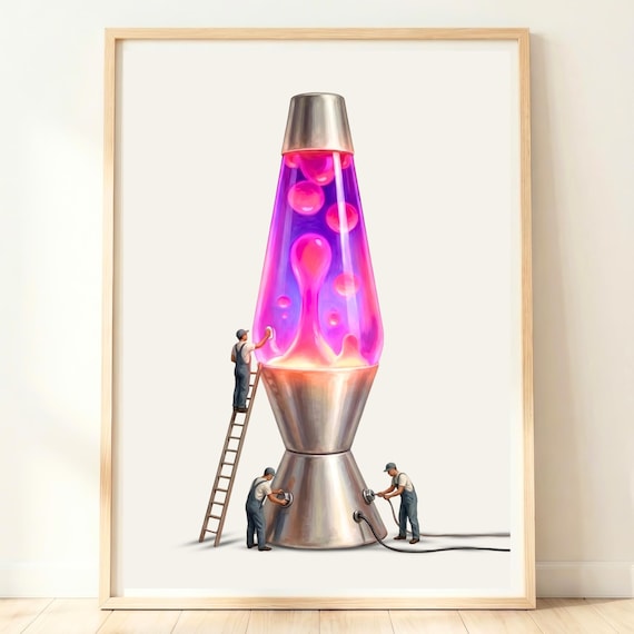 Retro Lava Lamp Wall Art Psychedelic Room Print Colourful 70s Decor Neon Aesthetic Poster