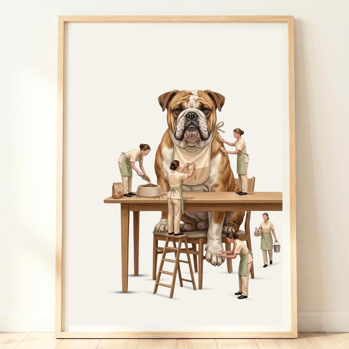 British Bulldog Art Print, Dining Room Dog