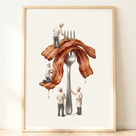 Bacon Wall Art Breakfast Print Meat Kitchen Decor Food Poster