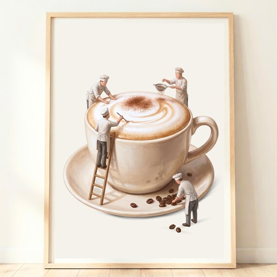 Cappuccino Wall Art Cafe Decor Barista Coffee Lover Gift Kitchen Poster Foam Print