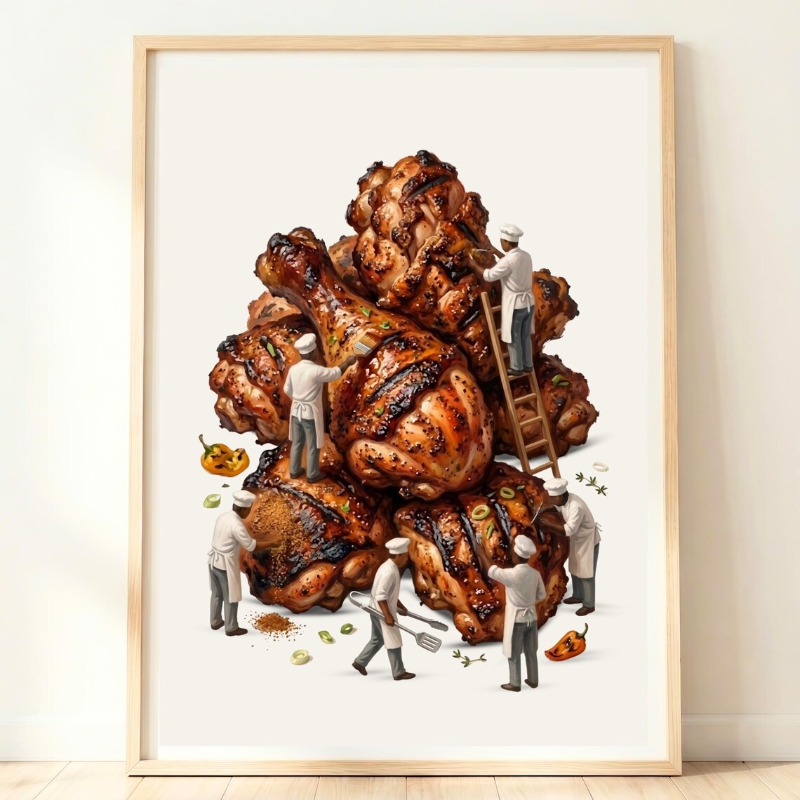 Jerk Chicken Caribbean Food Poster, Jamaican Kitchen Decor