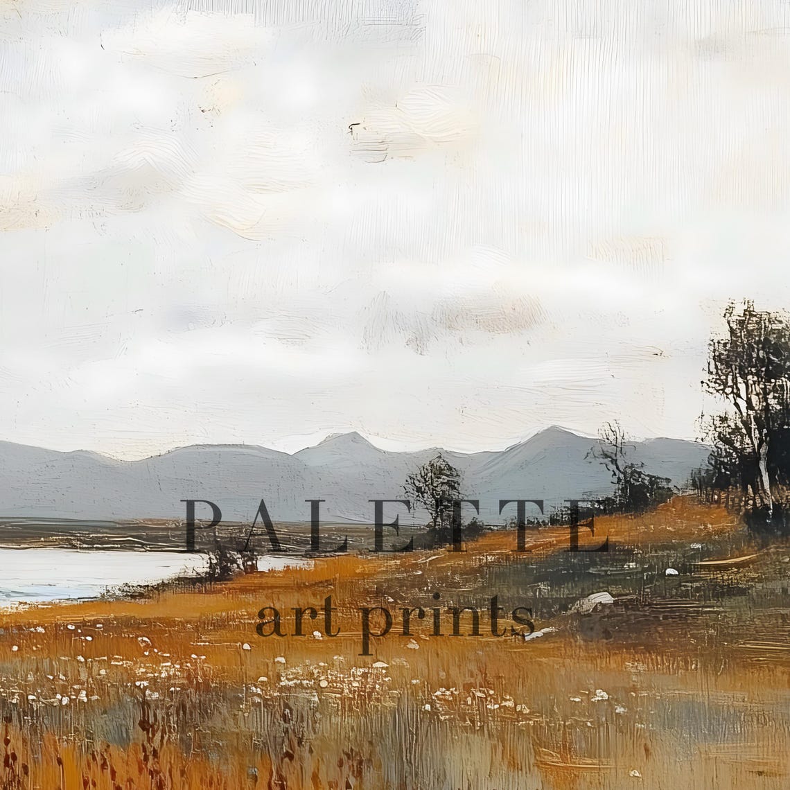 Autumn Meadow With A Distant Lake Beneath Rugged Mountains Poster - Image 2