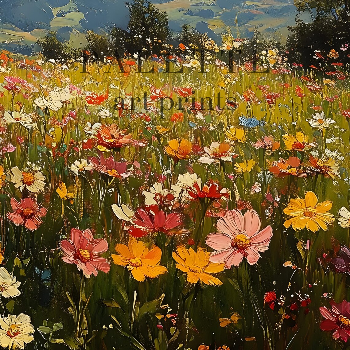 Majestic Mountain Flower Field, Alpine Peaks Spring Bloom - Image 2