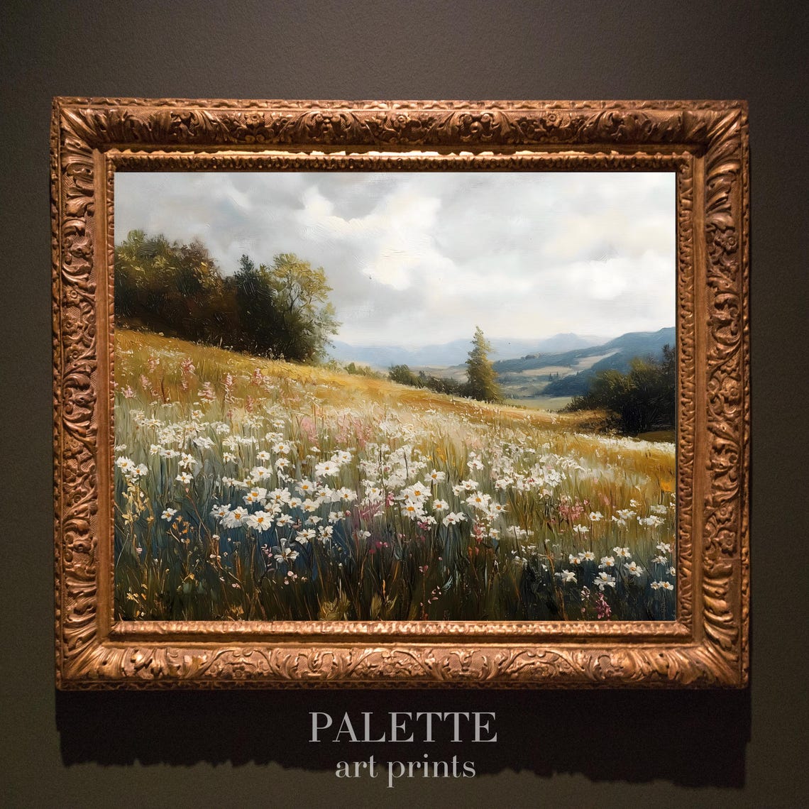 Idyllic Wildflower Meadow Rolling Hills Spring Landscape Poster