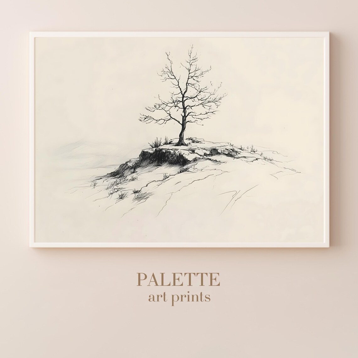 Lonely Tree Pencil Sketch, Minimalist Office Decor - Image 3