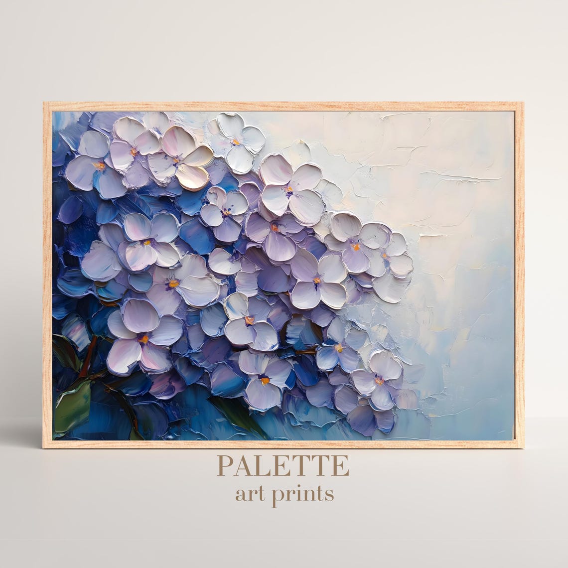 Purple Hydrangea Impasto Floral Textured Botanical Art Print - Image 3