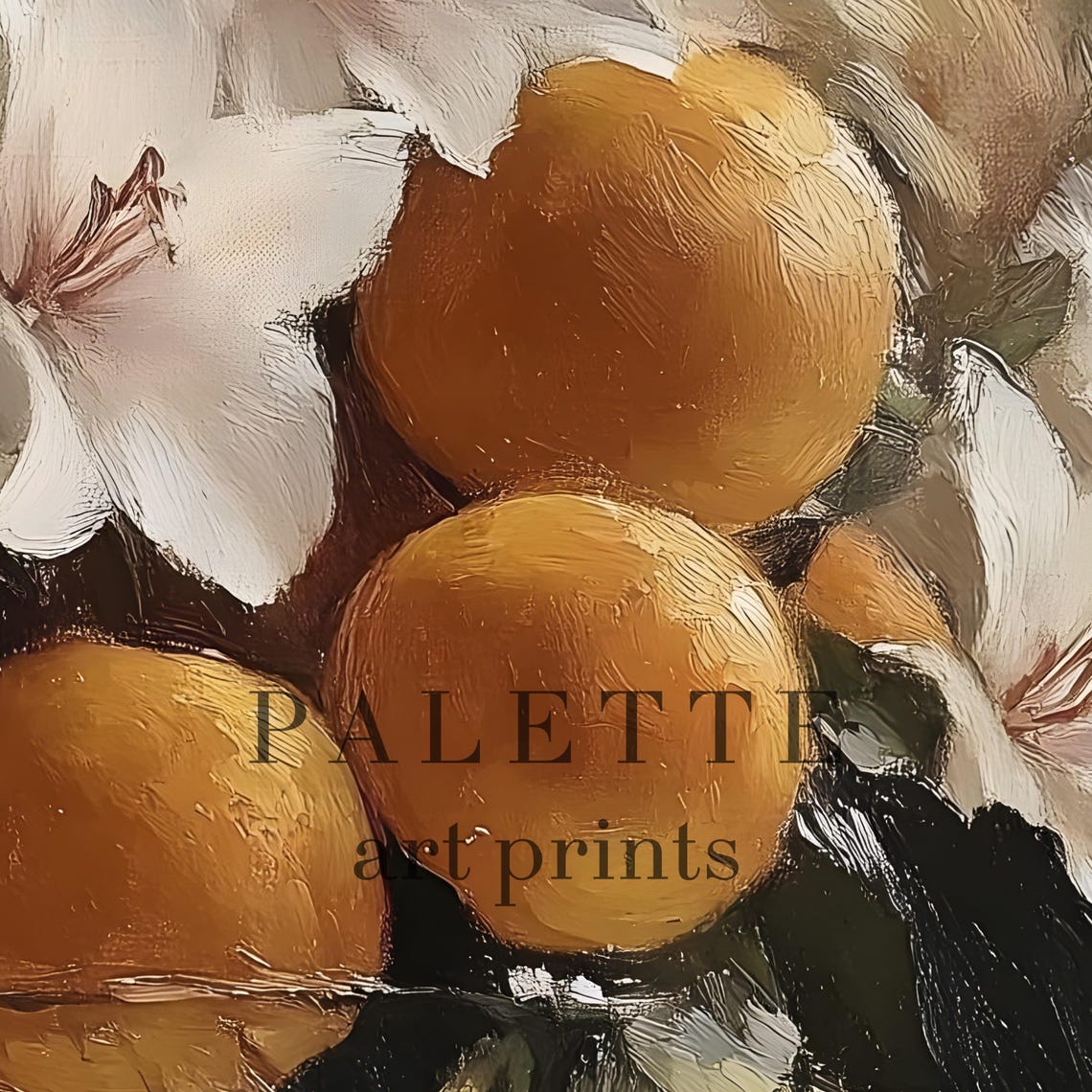 Orange White Lily Crystal Bowl Vintage Fruit Floral Art Print - Image 2