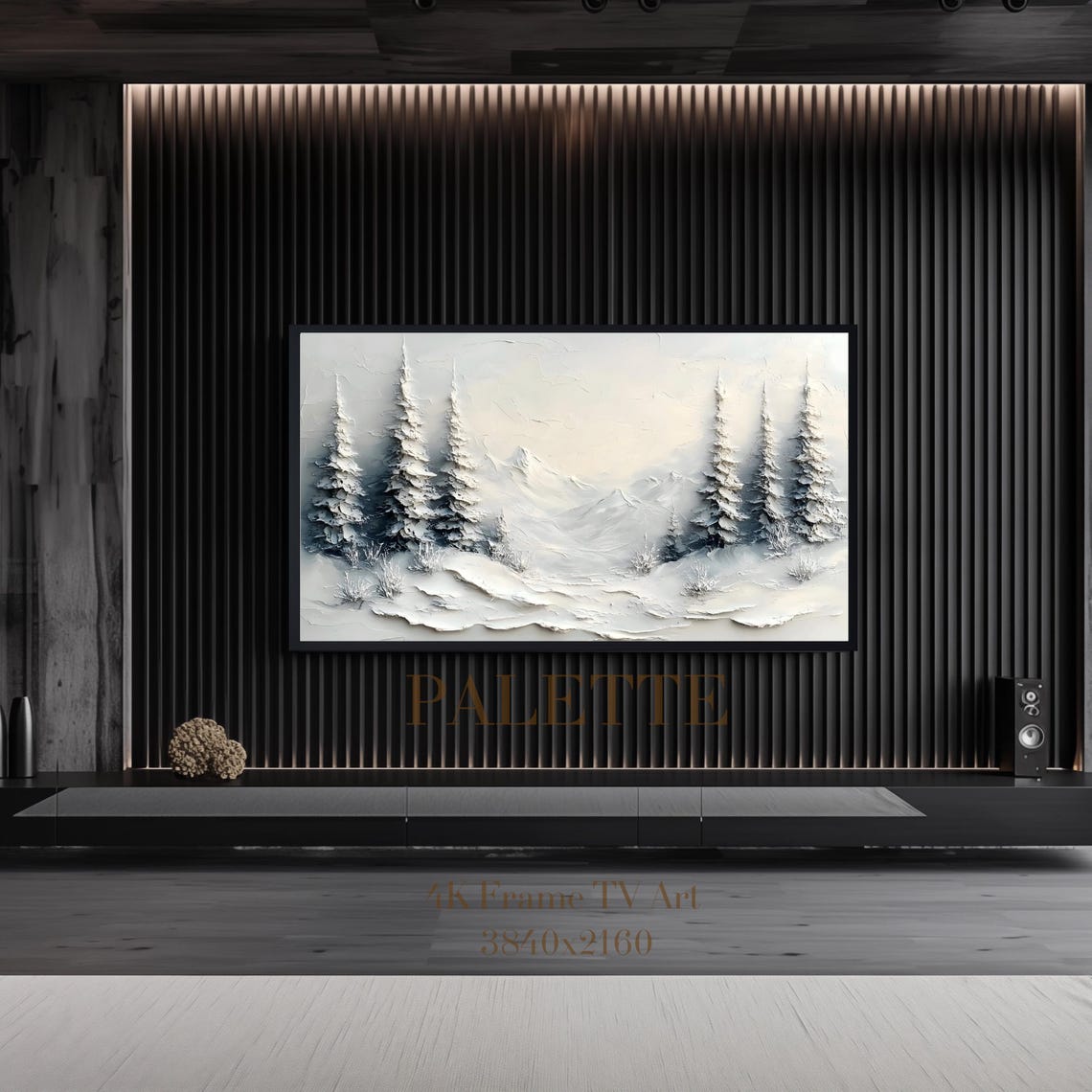 Snowy Pine Forest Winter Frame TV Art 4K Screen Digital Print - Image 2
