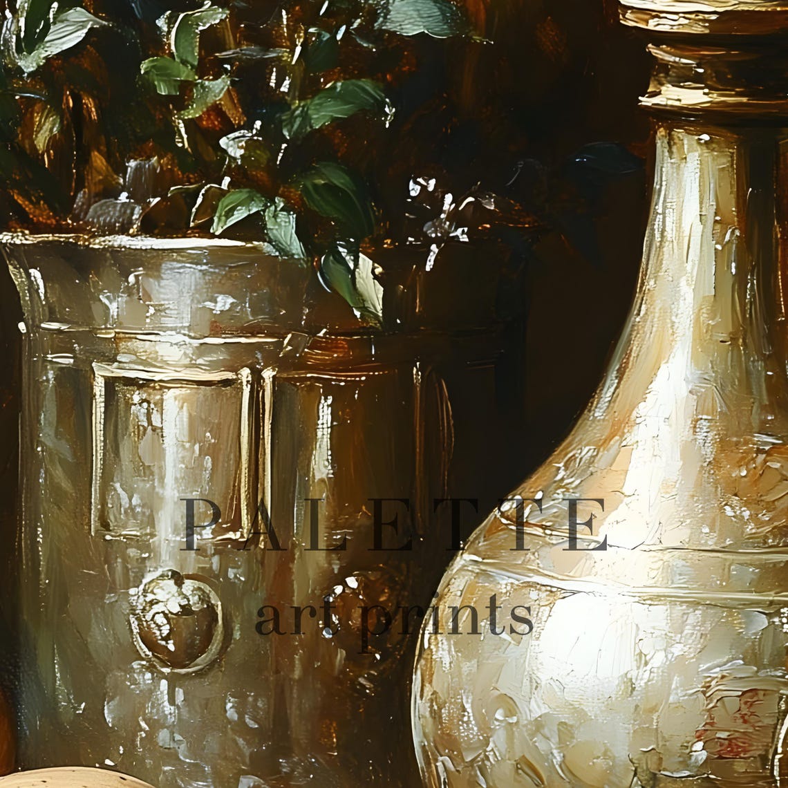 Vintage Pear Still Life Brass Ewer Berry Branch Kitchen Art Print - Image 2