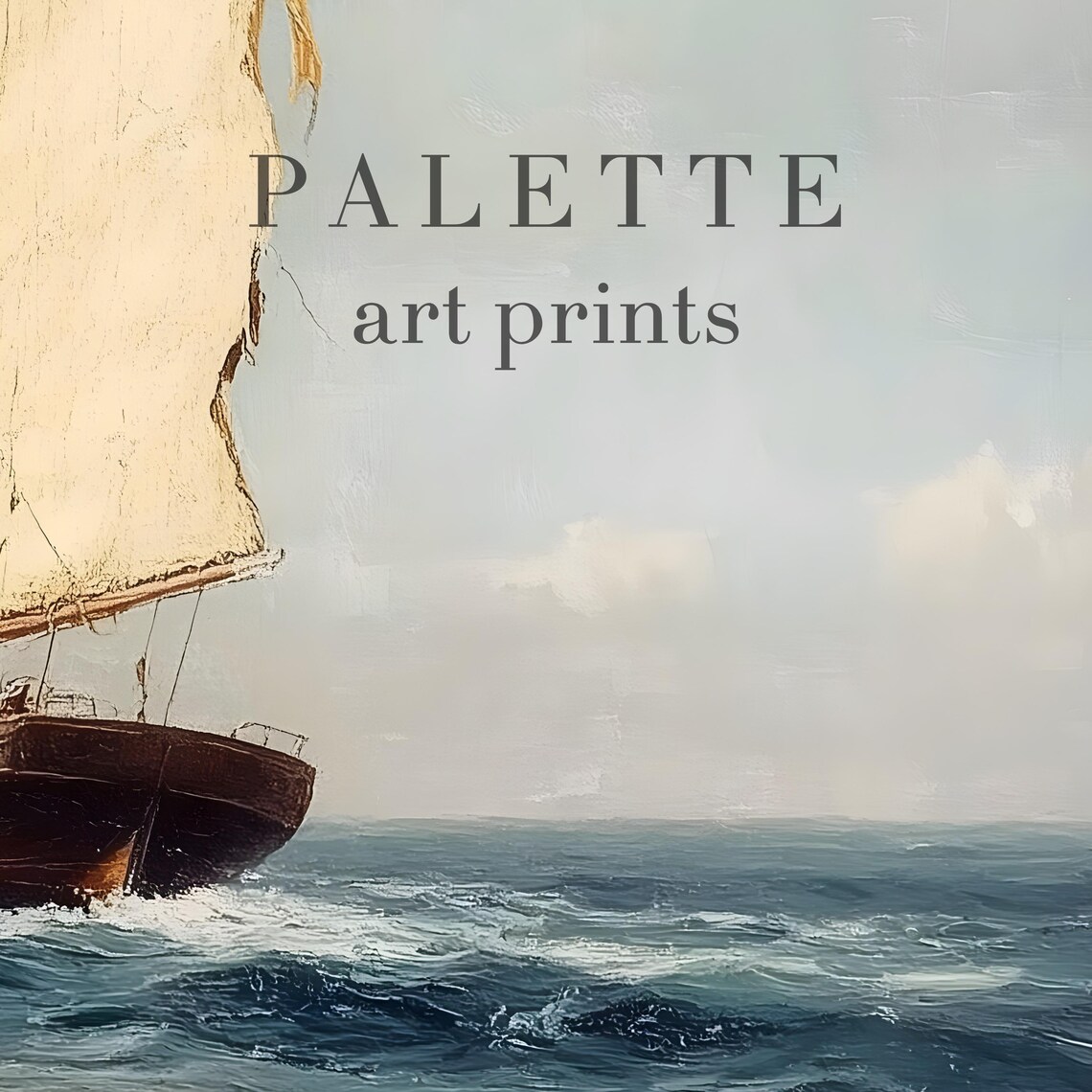 Vintage Sailing Ship Full Sails Ocean Oil Painting Nautical Wall Poster - Image 2