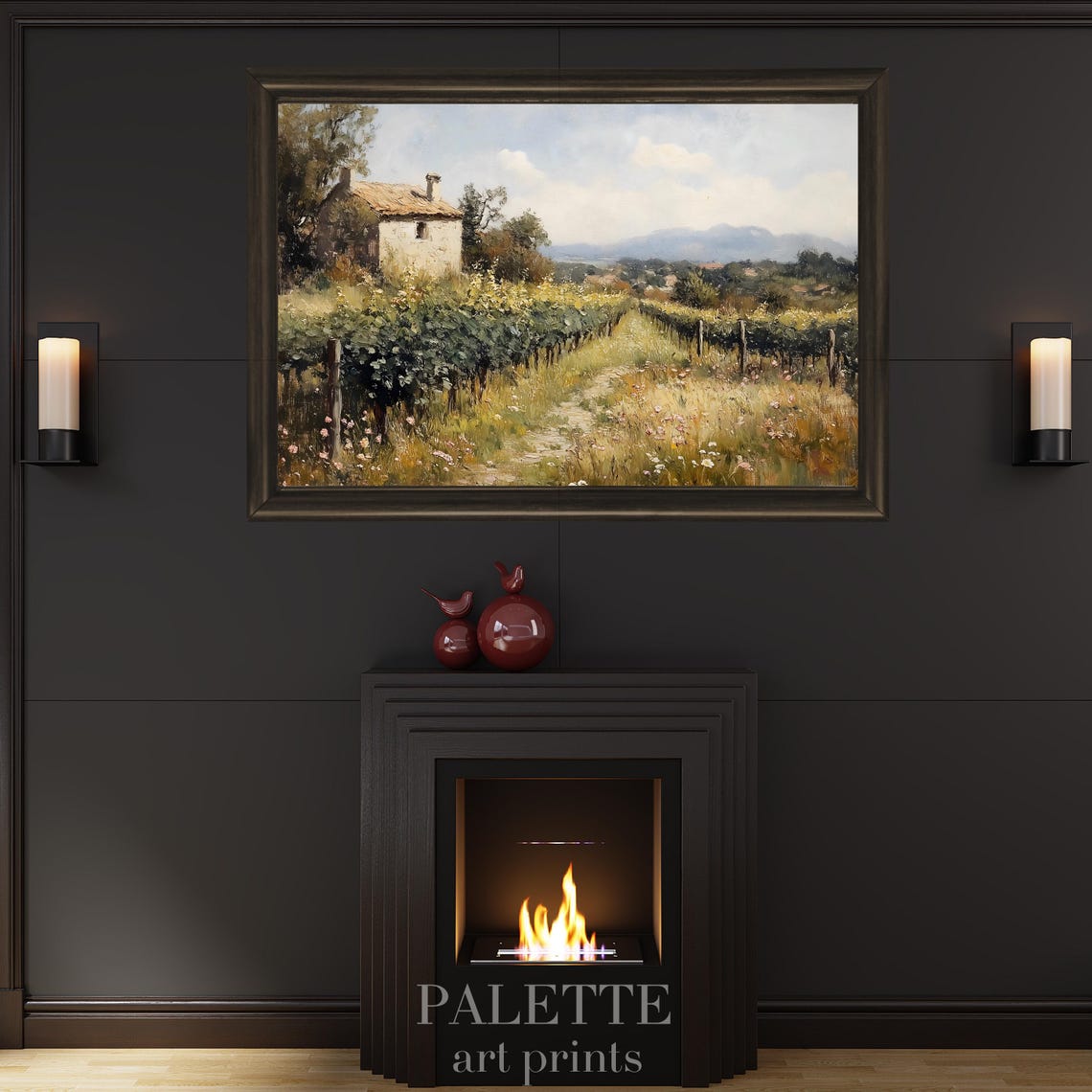 Tuscan Vineyard Cottage Rolling Hills Vintage Countryside Poster - Image 2