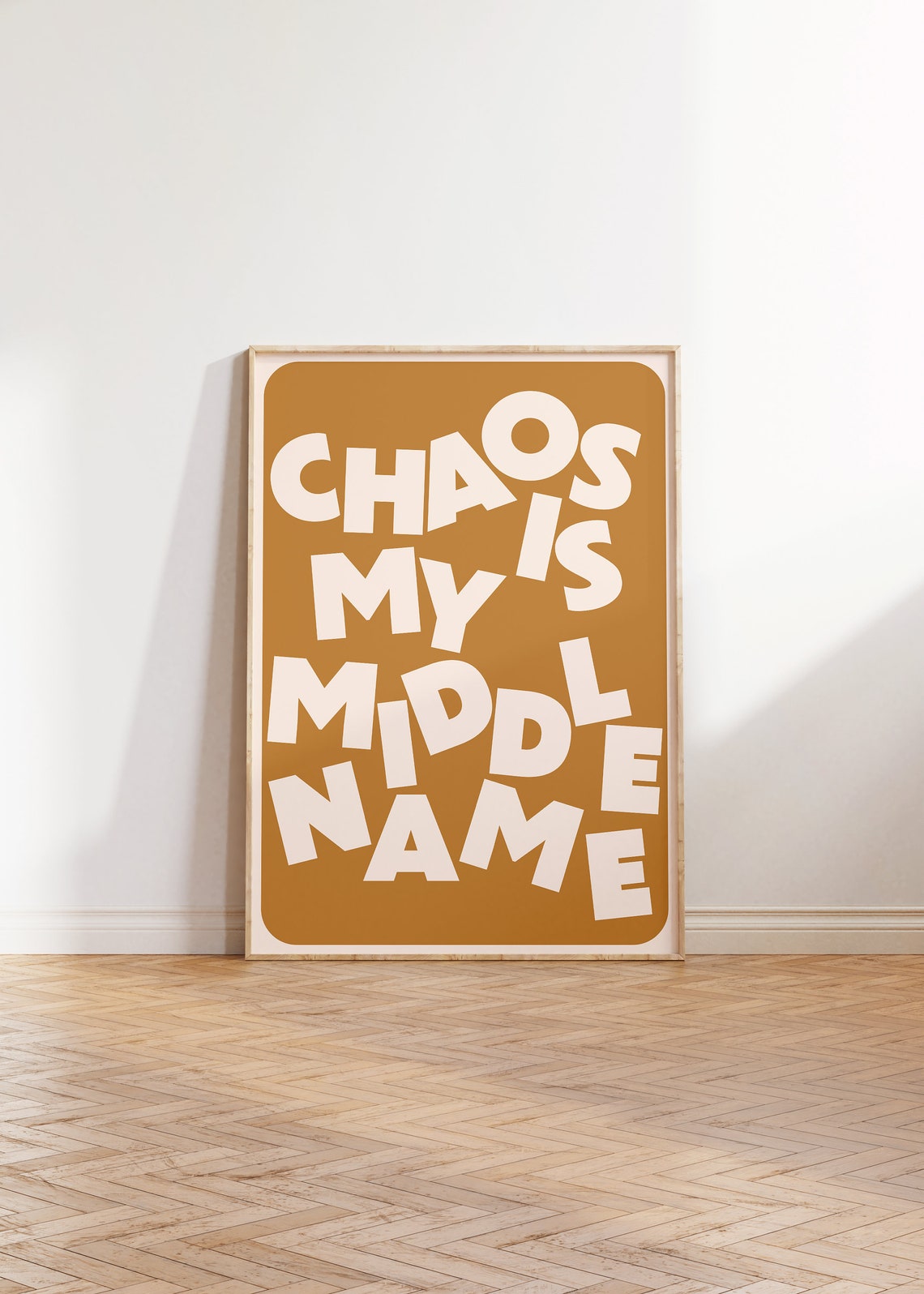 Chaos Is My Middle Name Retro Bold Typography Mustard Poster - Image 2