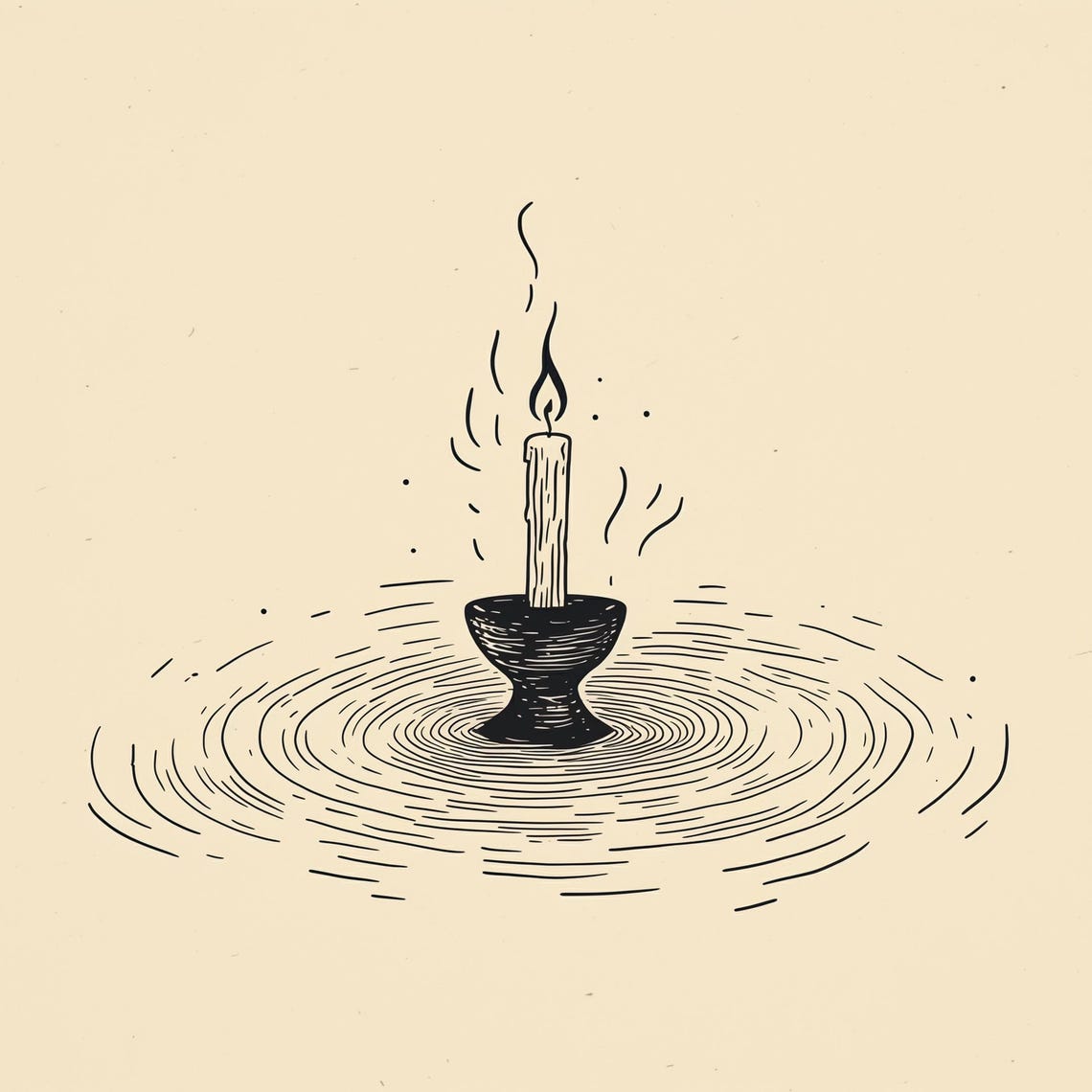Single Candle Flame With Glow Rings Minimalist Zen Art Poster - Image 4