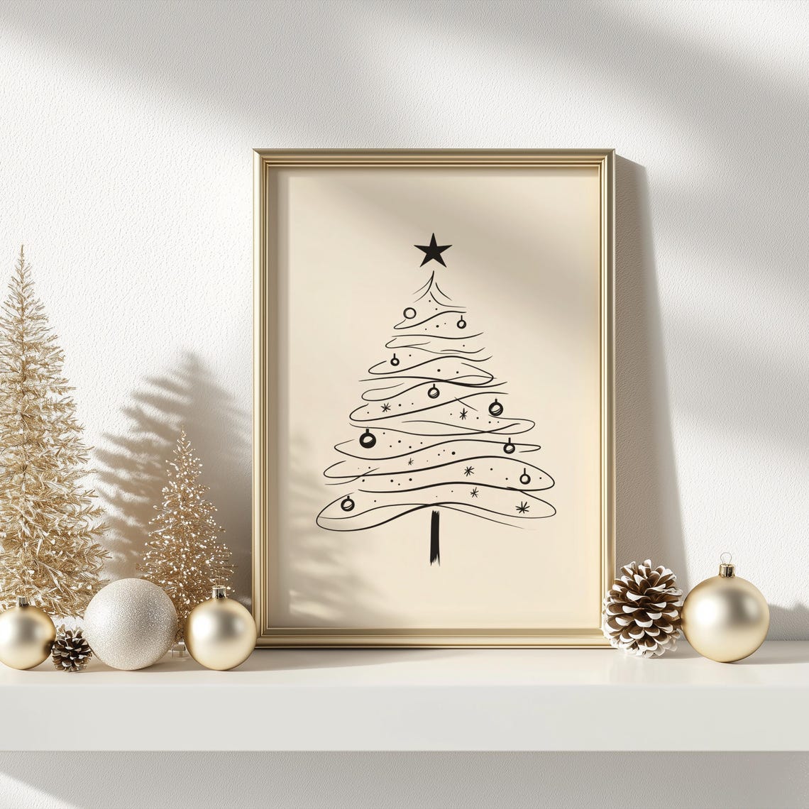 Continuous Line Christmas Tree Abstract Modern Holiday Poster - Image 3