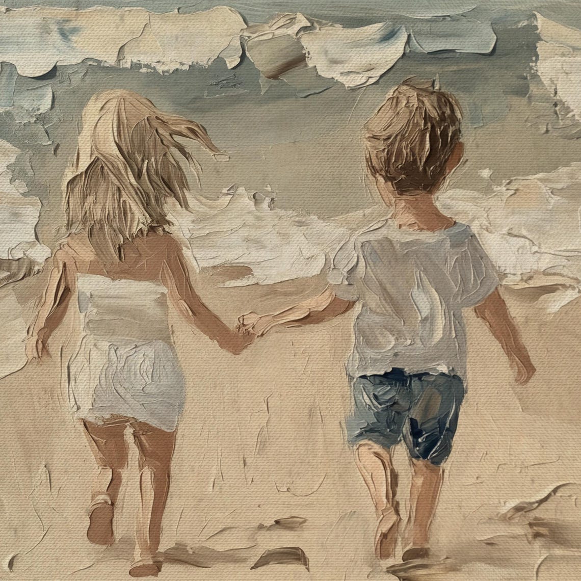 Seascape Vintage Painting Boys And Girls Nursery Print Neutral Ocean Oil Painting Kids Wall Art Soft Coastal Landscape Wh13 - Image 4