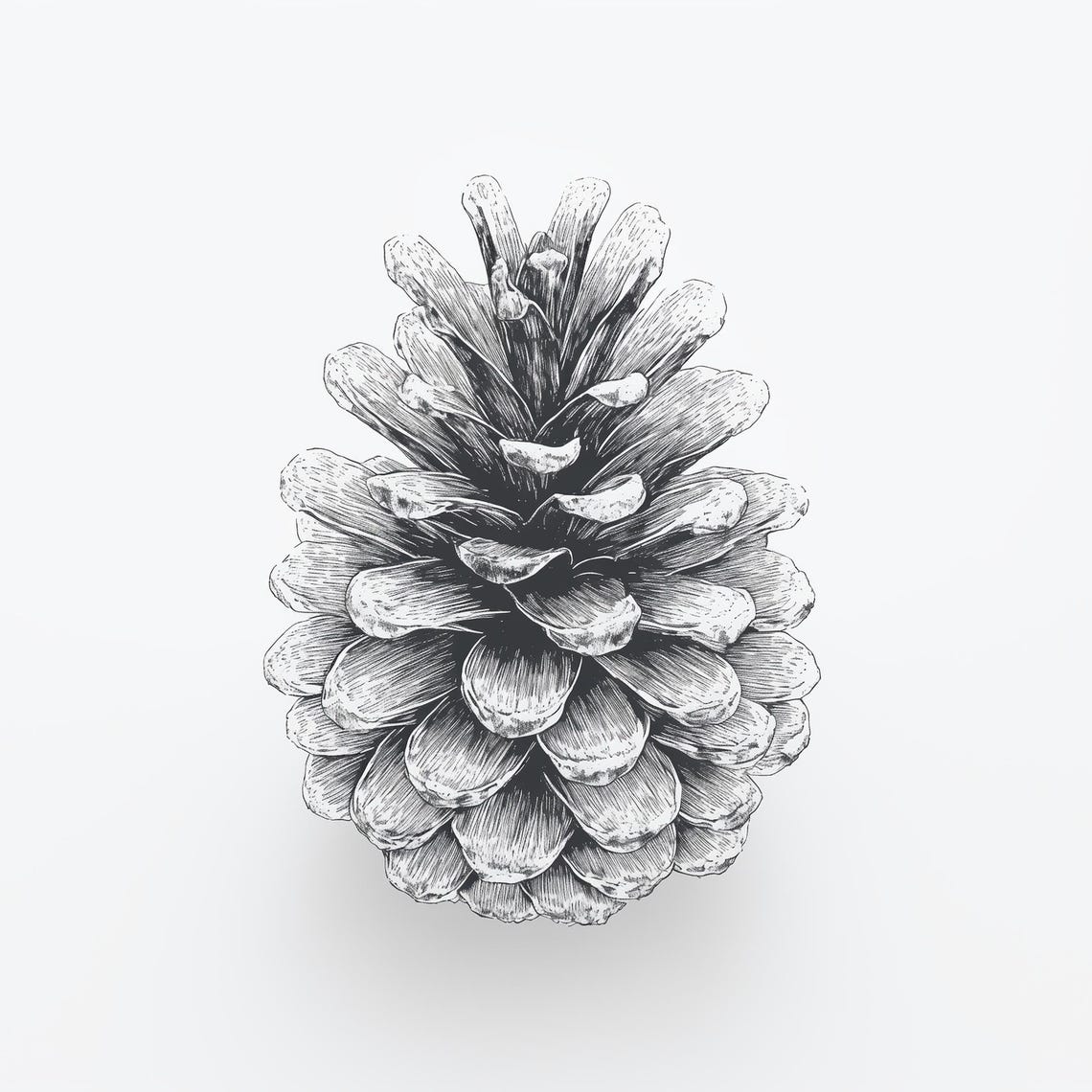 Detailed Pinecone Botanical Drawing Vintage Black White Art Poster - Image 4