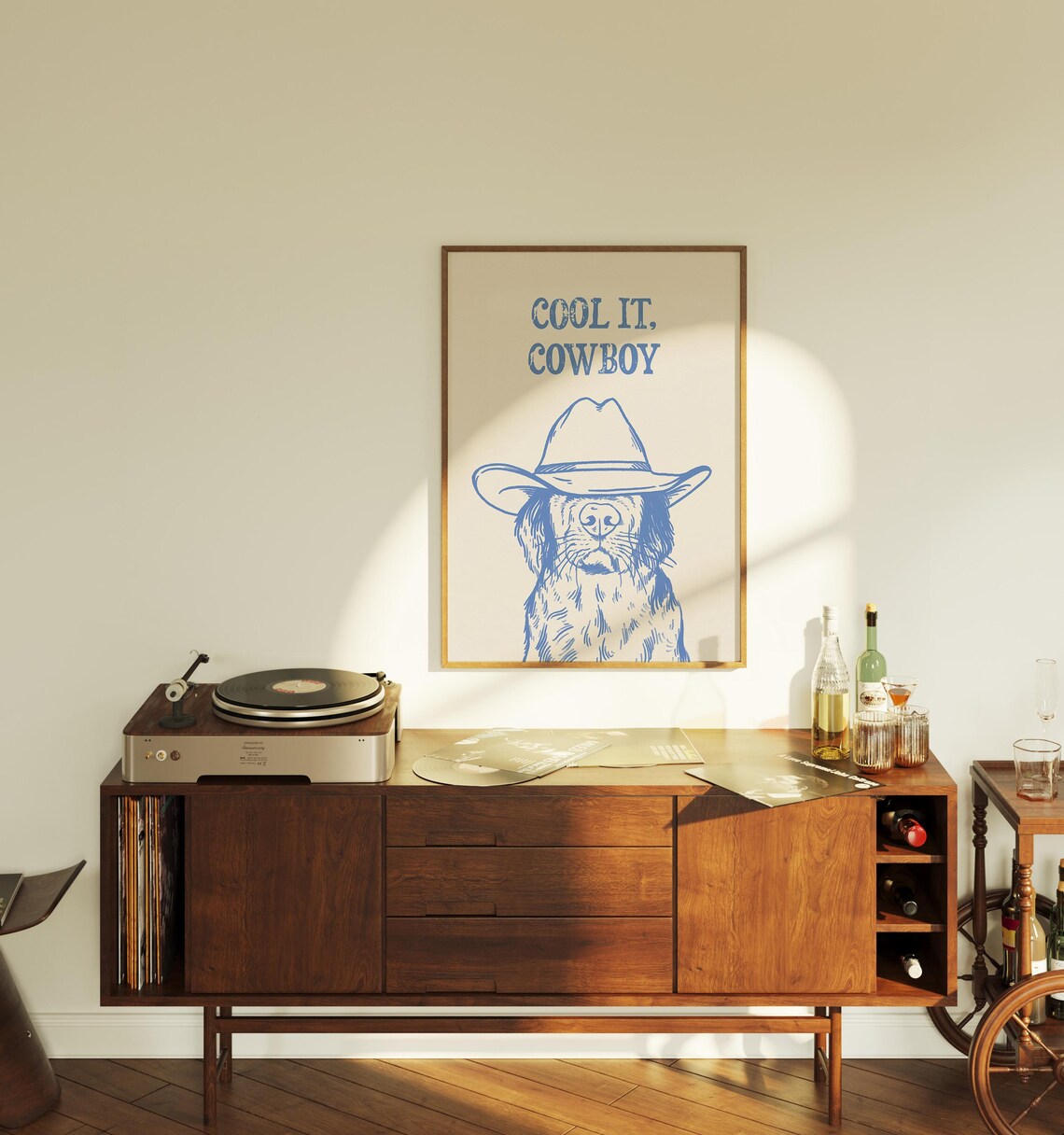 Cool It Cowboy Dog Retro Western Art Print - Image 3