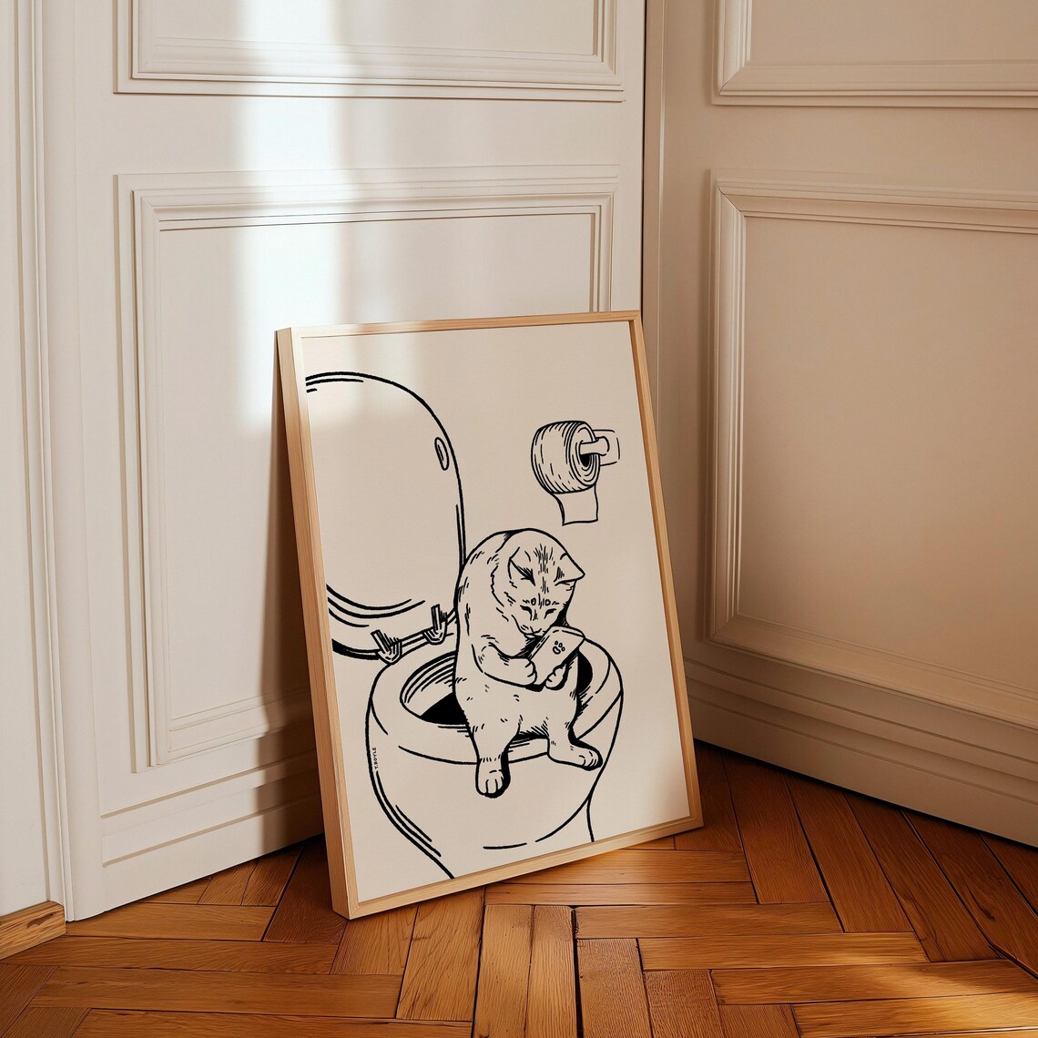 Toilet Cat Retro Art Print, Vintage Bathroom Decor - Image 4