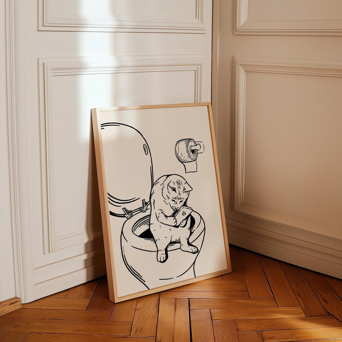 Toilet Cat Retro Vintage Bathroom Art Print - Image 4