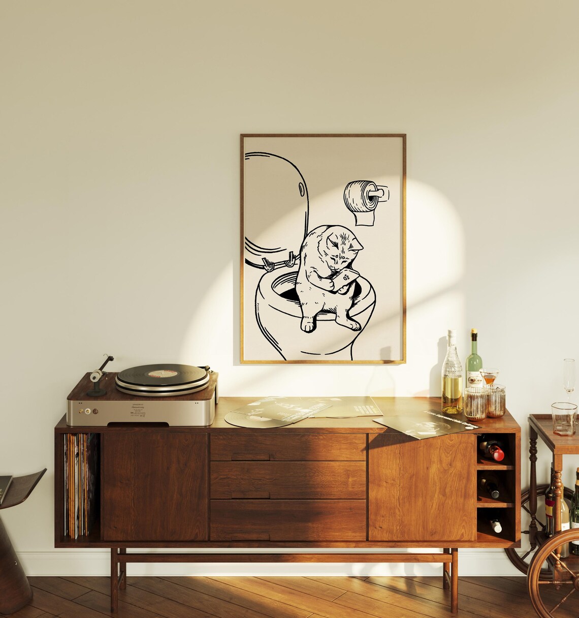 Toilet Cat Retro Vintage Bathroom Art Print - Image 2