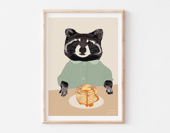 Raccoon Art Print, Funny Animal Nursery Decor