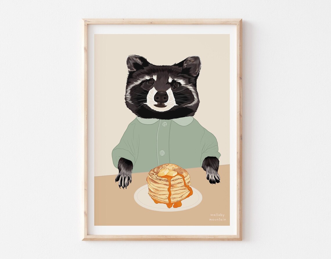 Raccoon Art Print, Funny Animal Nursery Decor