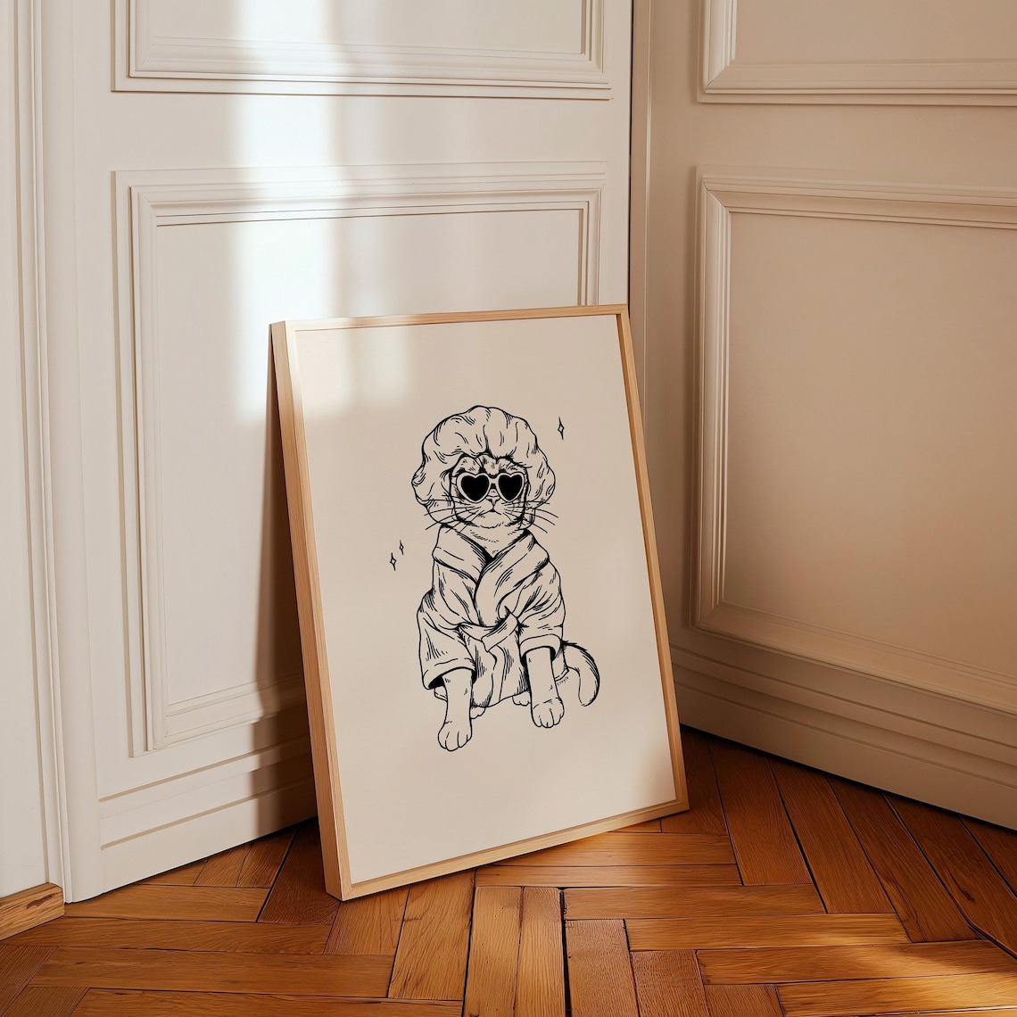 Cool Cat After Bath Retro Bathroom Cat Art Print - Image 3