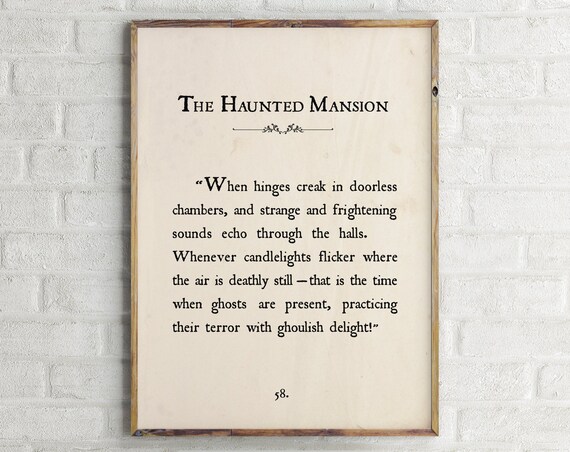 The Haunted Mansion Book Page Halloween Spooky Vintage Book Art Poster