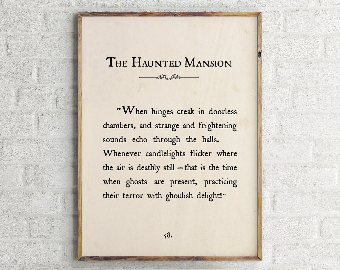 The Haunted Mansion Book Page Halloween Spooky Vintage Book Art Poster