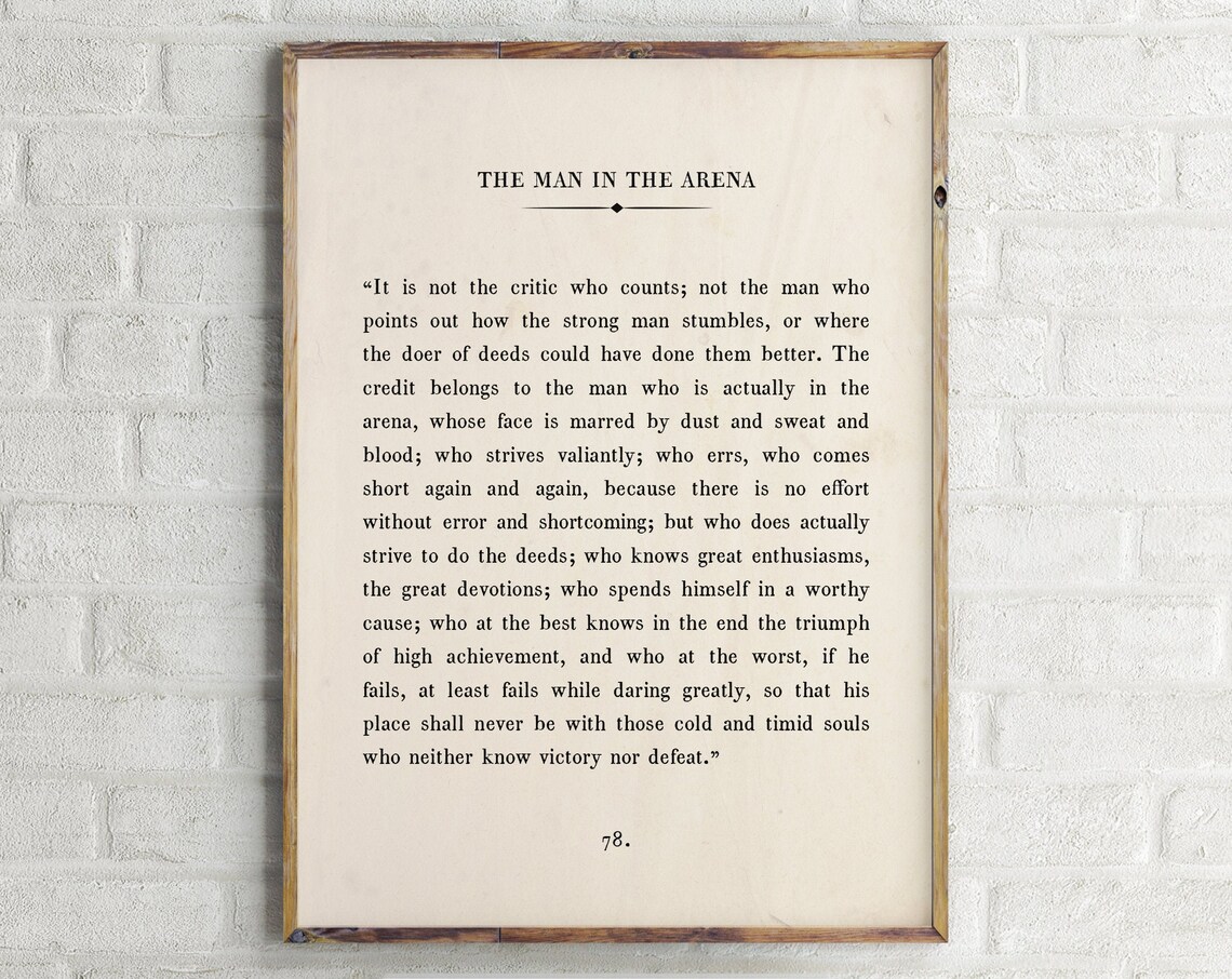 The Man In The Arena Quote Poster, Book Passage