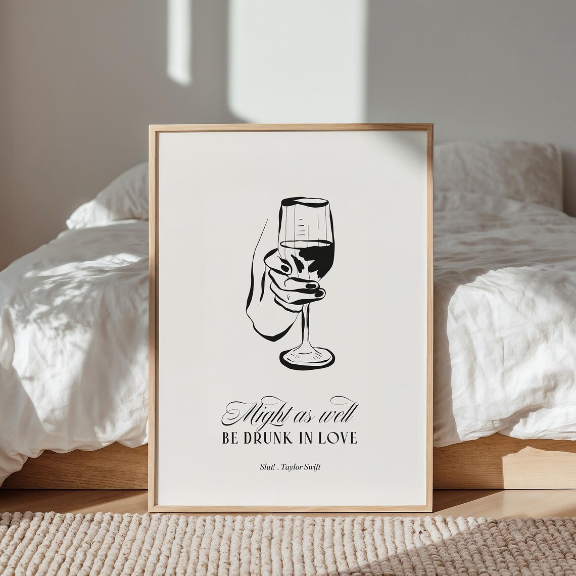 Drunk In Love Wine Art Print Minimalist Bar Cart Illustration