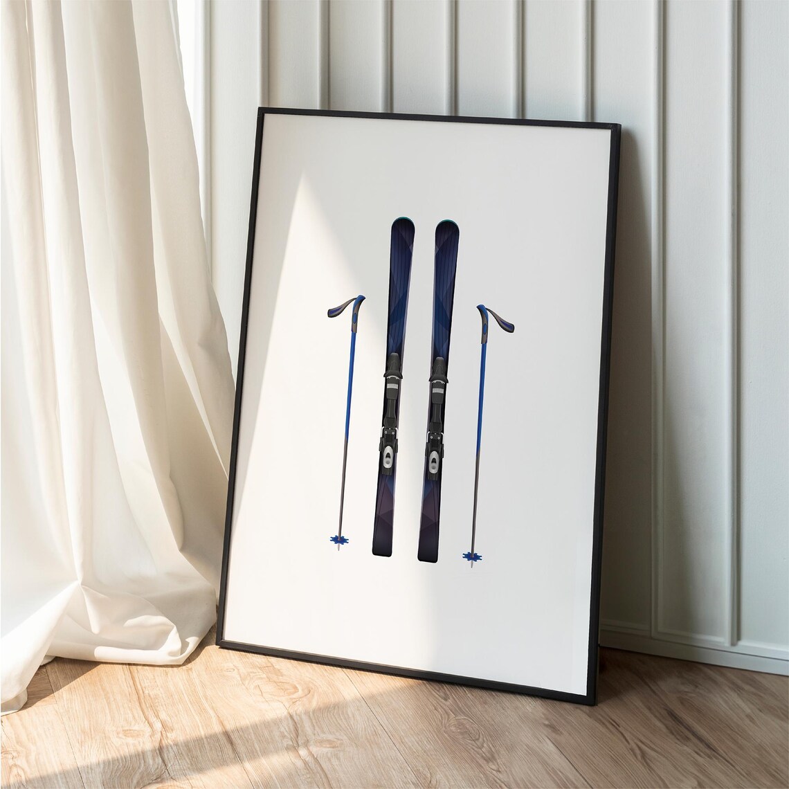 Ski Chalet Vintage Skiing Poster, Cozy Winter Decor