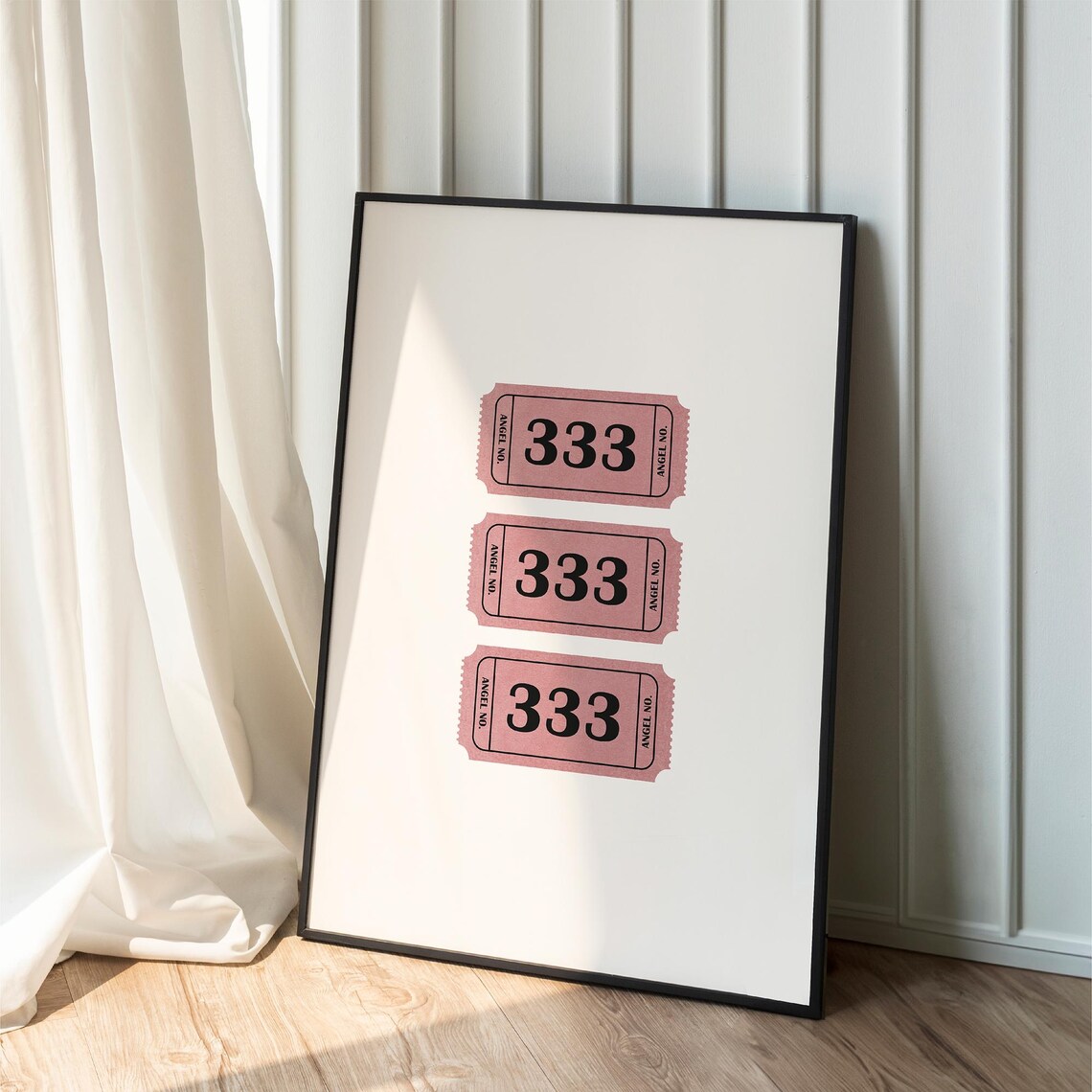 Angel Number 333 Pink Vintage Ticket Stub Trio Spiritual Poster