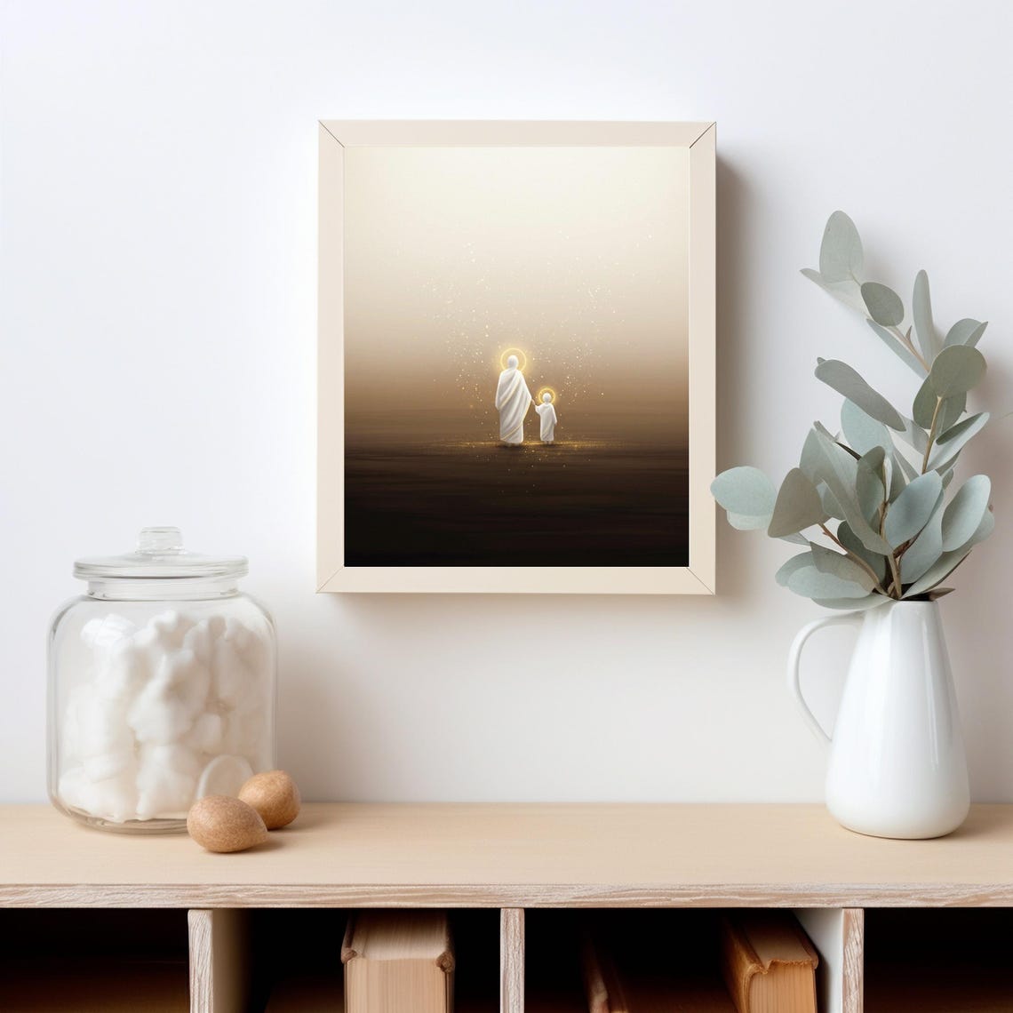 Jesus With Child Golden Shore Heavenly Light Faith Wall Poster