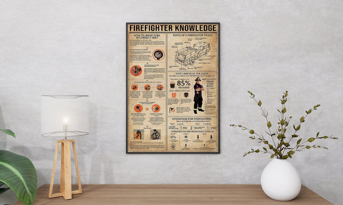 Firefighter Knowledge SCBA Gear and Truck Diagram Guide Poster - Image 2