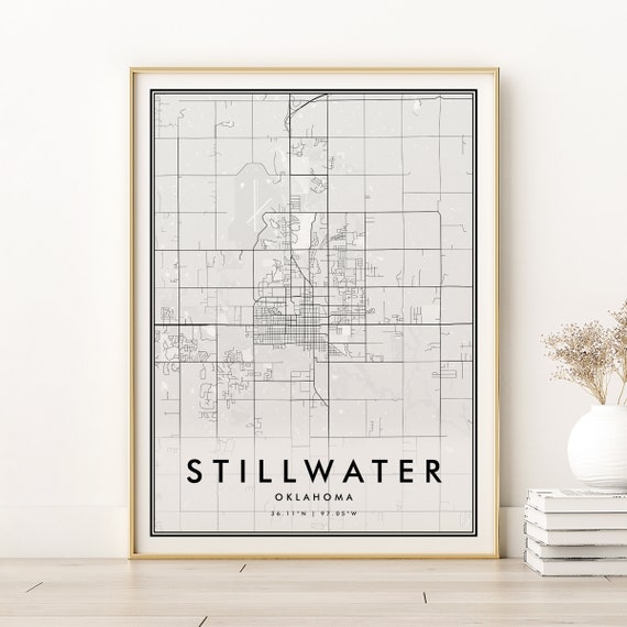 Stillwater Map Print, Retro Oklahoma City Travel Poster