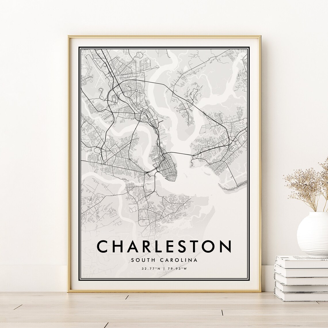 Charleston Map Print, South Carolina Modern Poster