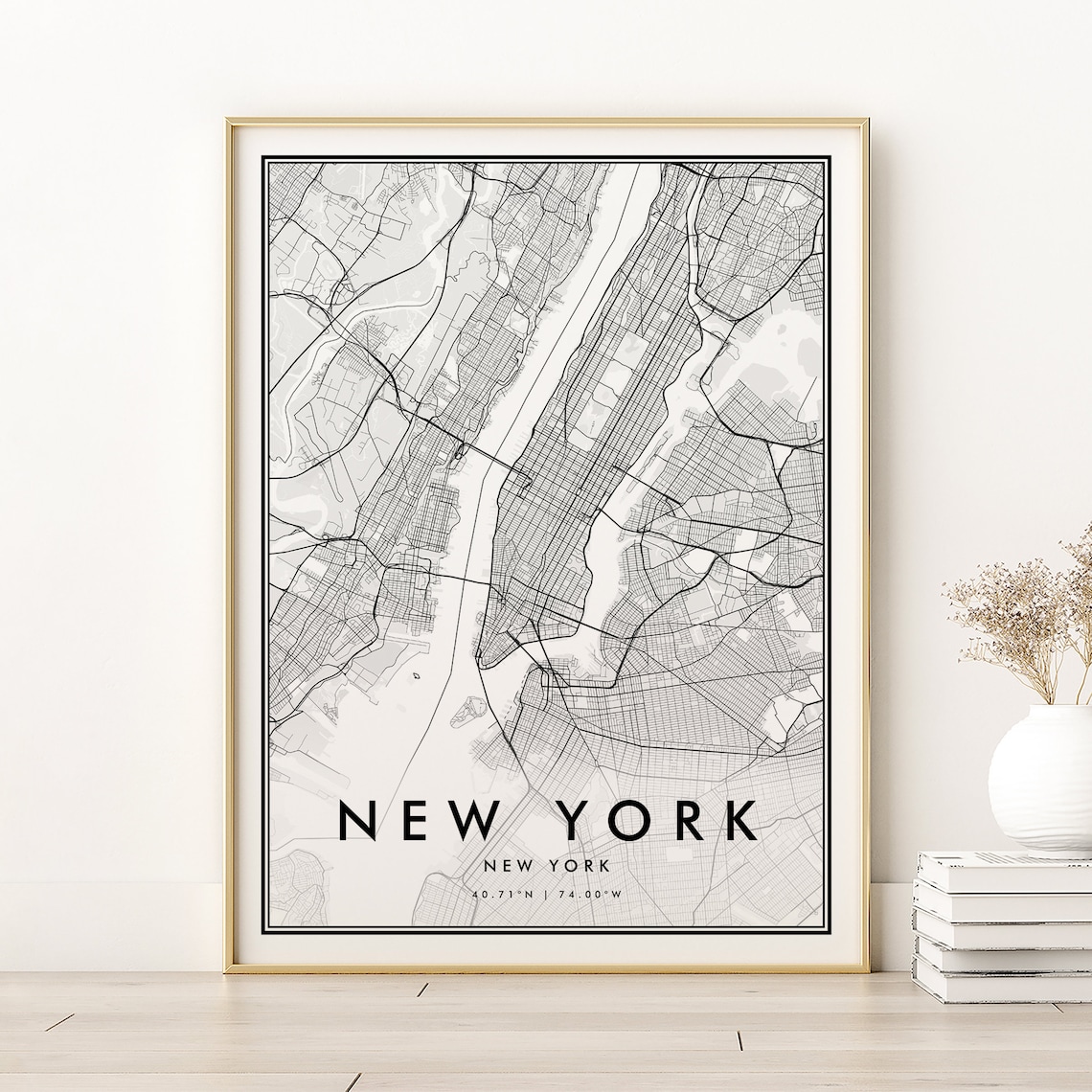 New York Map Vintage Street Art Travel Poster