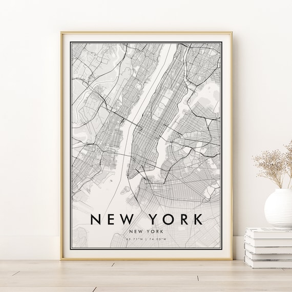 New York Map Vintage Street Art Travel Poster