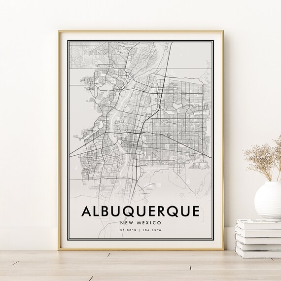 Albuquerque New Mexico Minimalist City Map Black White Street Line Poster