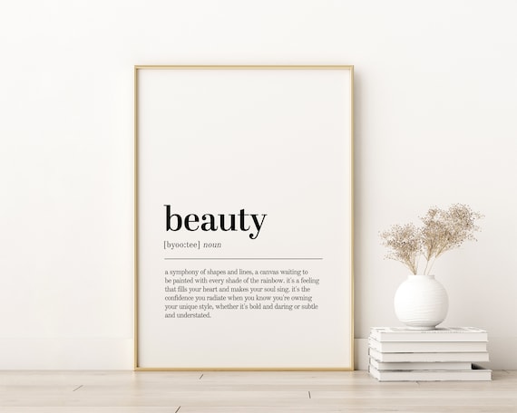 Beauty Definition Print Office Unique Gifts For Her Dictionary Art Instant