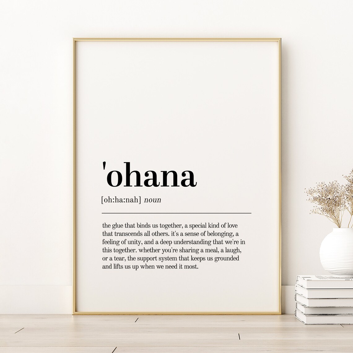 Ohana Definition Minimalist Quote Art Print