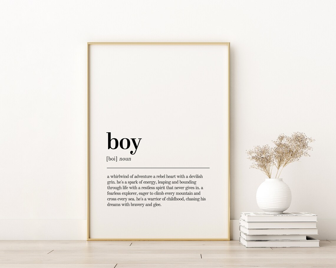 Boy Definition Minimalist Typography Art Print